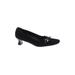 Stuart Weitzman Heels: Slip-on Kitten Heel Work Black Solid Shoes - Women's Size 7 1/2 - Almond Toe