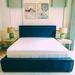 Hokku Designs Jahziel Platform Bed Upholstered/Polyester in Blue | 52 H x 81 W x 81 D in | Wayfair 9FECD278ECB44973879F9EBEFA15D101