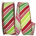 The Holiday Aisle® 1-1/2"x20yd Red/Green Diagonal Holiday Stripes Glitter Wired Edge Ribbon in Green/Red | 1.5 H x 5 W x 5 D in | Wayfair