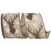 The Holiday Aisle® 2-1/2"x10yd Deer Antler Glitter & Snowflakes Linen Wired Edge Ribbon in Brown | 2.5 H x 6 W x 6 D in | Wayfair