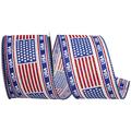 The Holiday Aisle® 2-1/2"X10yd Red/White/Blue Flag Usa Linen Wired Edge Ribbon in Blue/Red/White | 2.5 H x 5 W x 5 D in | Wayfair