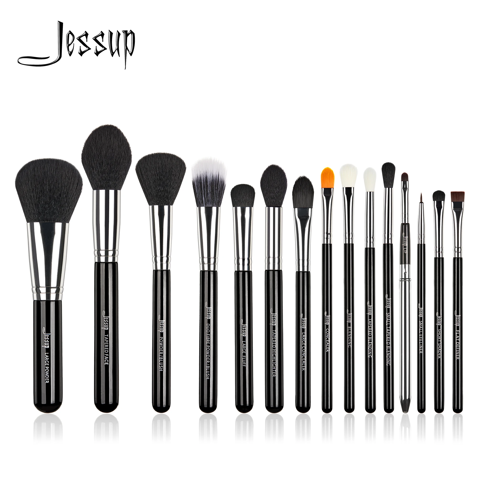 Jessup Pro pennelli per trucco Set 15 pezzi trucco cosmetico fondotinta in polvere ombretto Eyeliner Lip Black T092