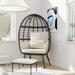 MeetLeisure Outdoor / Indoor Egg Chair with Ottoman & Cushions Beige