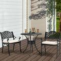 Nuu Garden 3 Pieces Cast Aluminum Outdoor Patio Bistro Set with Cushions Patio Furniture Set with Umbrella Hole All-Weather Small Patio Table and Chairs Black&Beige