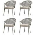 Nuu Garden Patio Conversation Chairs Set of 4 Woven Rope Outdoor Patio Chair with Seat Cushions Powder-coated Aluminum Frame Beige