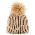Women's WEAR by Erin Andrews Natural Carolina Panthers Neutral Cuffed Knit Hat with Pom