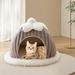 Semi Enclosed Pet Cat Nest Cat Pet Bed Soft Cats Padded Cushion Cat Tent Dog Cat Bed for Small Animals Guinea Pig Cats Kitten L