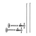 Westbrass D103KBNX-26 1/2 IPS x 3/8 OD x 20 Bullnose Dual Faucet Riser Supply Line Kit with Cross Handle Angle Supply Shut Off Valves Polished Chrome