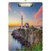 Hyjoy Lighthouse Landscape Clipboard Cute Design Letter Size Clipboard A4 Standard Size 9 x 12.5 Inch with Low Profile Metal Clip for Students Classroom Office Women Kids