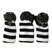 3pcs Club Knitted Headcover Head Covers Red and White Stripes Head Cover Sock (Black and White)