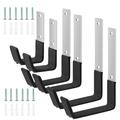 Kyoffiie 6PCS Garage Utility Hook Set Wall Mounted Garage Storage Hanger Hook with Anti-Slip Coating and Screw Steel L-Shape Power Tool Wall Hanger Bike Ladder Hook Support 50lbs Max for Garden