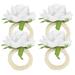 NUOLUX 4pcs Flower Rose Napkin Rings Artificial Flower Napkin Rings Holder Wedding Napkin Holders