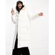 The North Face Nuptse long down puffer coat in cream-White