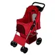 MonsterShop Foldable Pet Stroller Dog Carrier With Rain Cover - Red