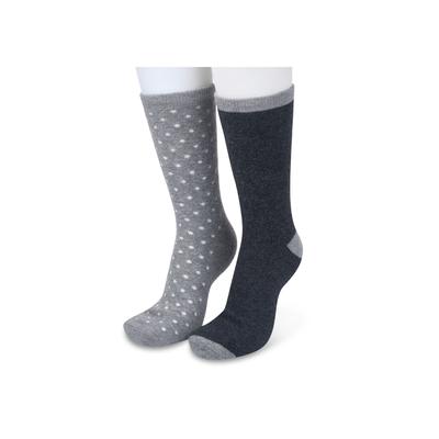 Plus Size Women's 2 Pack Super Soft Midweight Cushioned Thermal Socks by GaaHuu in Grey Polka Dot (Size ONE)