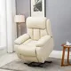 More4Homes Chester Single Motor Electric Rise Recliner Bonded Leather Armchair Electric Lift Riser Chair (Cream)
