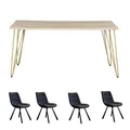Dallas Mango Wood Rectangular Dining Table Set With 4 Chairs