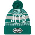 Men's New Era Green York Jets Striped Cuffed Knit Hat with Pom