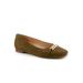 Wide Width Women's Harmony Dressy Flat by Trotters in Olive Suede (Size 9 1/2 W)