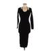 Dress Forum Casual Dress - Midi Scoop Neck 3/4 sleeves: Black Print Dresses - New - Women's Size Small