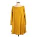 Glamorous Casual Dress - A-Line Boatneck Long sleeves: Yellow Print Dresses - Women's Size Small