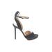 Charlotte Olympia Heels: Strappy Stilleto Cocktail Party Black Print Shoes - Women's Size 37 - Open Toe