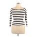 Charlotte Russe Long Sleeve Top Ivory Print Boatneck Tops - Women's Size X-Large