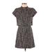 Warehouse Casual Dress - Mini Mock Short sleeves: Gray Dresses - Women's Size 10