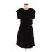 Lou & Grey for LOFT Casual Dress - Mini Crew Neck Short sleeves: Black Solid Dresses - Women's Size Medium