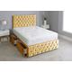 Crushed Velvet Chesterfield Divan Bed Set with Memory Sprung Mattress and Matching Footboard (Gold, 2FT6-0 Drawers)