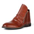Remxi Mens Leather Boots Chelsea Boots Formal Boots For Men-Fashion High-Top Boots LightBrown UK 8