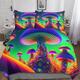 Colorful Mushrooms Boys & Girls Bedding Set - 3 Pieces Comforter Cover, Ultra Soft Microfiber, 3D Print Psychedelic Quilt Cover, Zipper, with Pillowcases King（220x240cm）