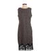 Vince Camuto Casual Dress - Shift High Neck Sleeveless: Gray Print Dresses - Women's Size 6