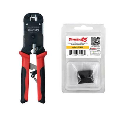 Simply45 S45-C100 Pass-Through RJ45 Crimp Tool Kit with Replacement Blades S45-C100