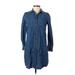 Madewell Casual Dress - Shirtdress Collared 3/4 sleeves: Blue Print Dresses - Women's Size 2X-Small