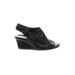 Earth Wedges: Black Solid Shoes - Women's Size 7 1/2 - Peep Toe