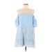 Flying Tomato Casual Dress - Shift Off The Shoulder 3/4 sleeves: Blue Print Dresses - Women's Size Medium