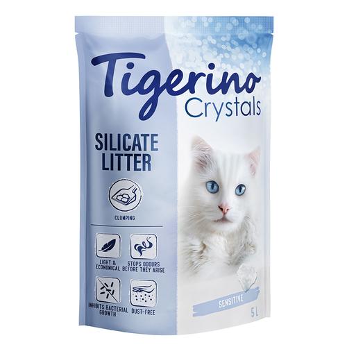 3x 5l Tigerino Crystals klumpende Katzenstreu – Sensitive, parfümfrei