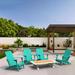 Rosecliff Heights Cambelle 5 Piece Multiple Chairs Seating Group Wood in Blue/Brown/White | Outdoor Furniture | Wayfair