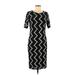 Lularoe Casual Dress - Sheath Crew Neck Short sleeves: Black Chevron Dresses - Women's Size Medium