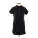 Carre Noir Casual Dress - Mini High Neck Short sleeves: Black Print Dresses - Women's Size Large