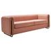 2 Seat Sofa Couch Velvet Piano Keys Back Loveseat Sofa with Gold Polished Steel Legs for Living Room Recliner Sofa, Pink