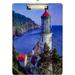 Hyjoy Lighthouse Landscape Clipboard Cute Design Letter Size Clipboard A4 Standard Size 9 x 12.5 Inch with Low Profile Metal Clip for Students Classroom Office Women Kids