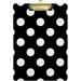 Hyjoy Black Polka Dots Clipboard Acrylic Standard A4 Letter Size Clip Board with Low Profile Clip for Office Classroom Doctor Nurse and Teacher