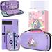 JYPS Cute Unicorn Protection Case for Nintendo Switch Purple Hard Carrying Case with Soft TPU Protective Cover and Protection Acessories Compatible with Nintendo Switch for Girls