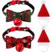 Cat Collar Christmas Cat Bow Tie Collar Small Dog Collars Snowflake Pet Collars Adjutable Pet Collars with Bow Tie and Bells Christmas Cat Plaid Collar and Pet Christmas Hat