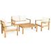 Outdoor 4 Piece Acacia Wood Chat Set Conversation Sofa and Table Set White