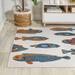 JONATHAN Y JONATHAN Y Aranciata Modern Fish High-Low Indoor/Outdoor Area Rug 8 X 10 - Navy/Orange/Cream