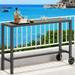 Outdoor Bar Table Rectangle Narrow Counter Height Table Ideal Bar Height Table For Balcony Patio Garden Yard Poolside Silver Bottom Texture