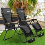 ELPOSUN Zero Gravity Chair Set of 2 XL 30In Oversized Outdoor Anti Gravity Chairs Patio Lounge Folding Adjustable Chair with Cup Holder Foot Pad & Padded Headrest Support 500lbs